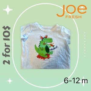 🌈 2/10$ 👍*GUC* JOE FRESH |6m |Baby T-Shirt with croco eating carrot 🥕